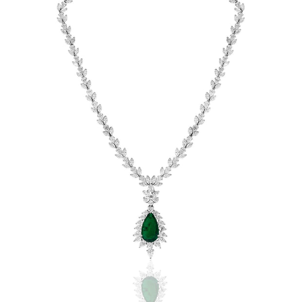 Emerald and Diamond Necklace in Platinum