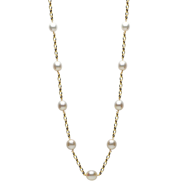 South Sea Pearl Station Necklace in 14 kt Yellow Gold