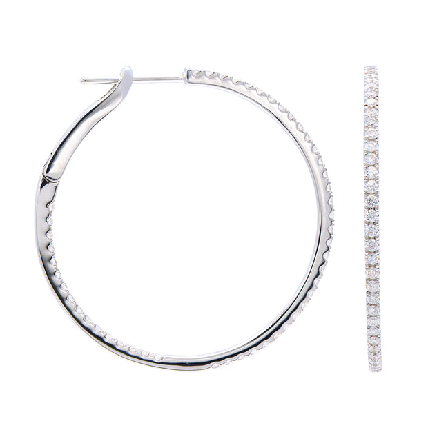 Diamond In and Out Hoop Earrings in 18 kt White Gold
