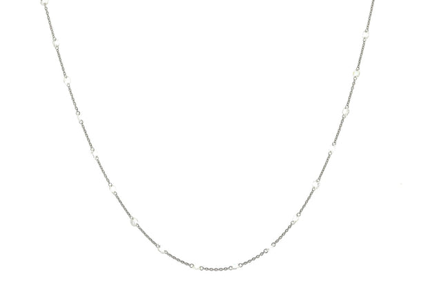 Rose Cut Diamonds by the Yard Style Necklace in 18 kt White Gold