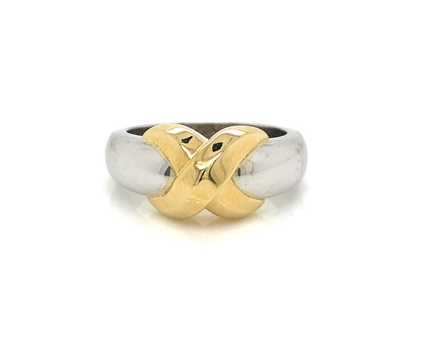 "X" Ring in 14 kt Yellow and 14 kt White Gold