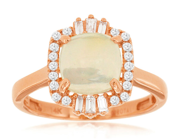 Opal and Diamond Ring in 14 kt Rose Gold