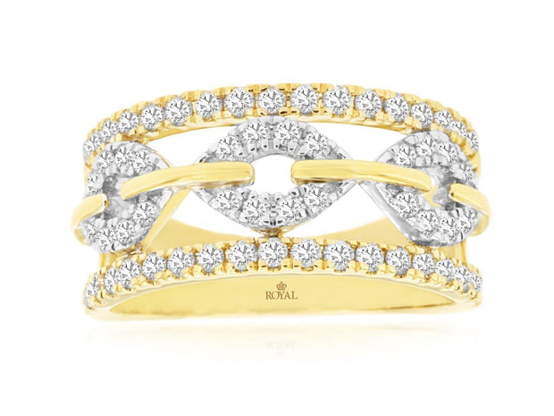 Wide Diamond Band in 14 kt Yellow Gold