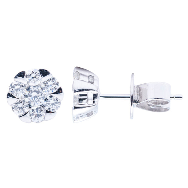 Diamond Stud Style Earrings in 18 kt White Gold