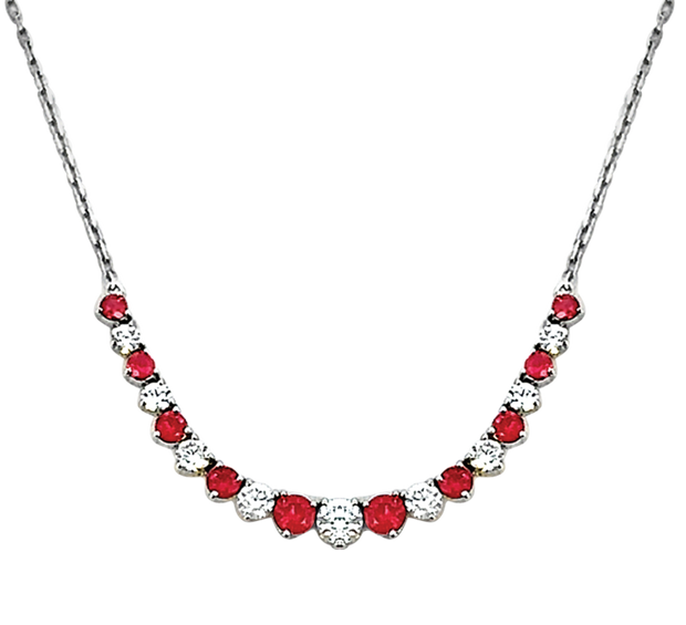 Ruby and Diamond Necklace in 18 kt White Gold