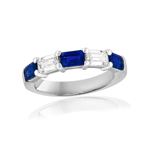 Sapphire and Diamond Band in 18 kt White Gold