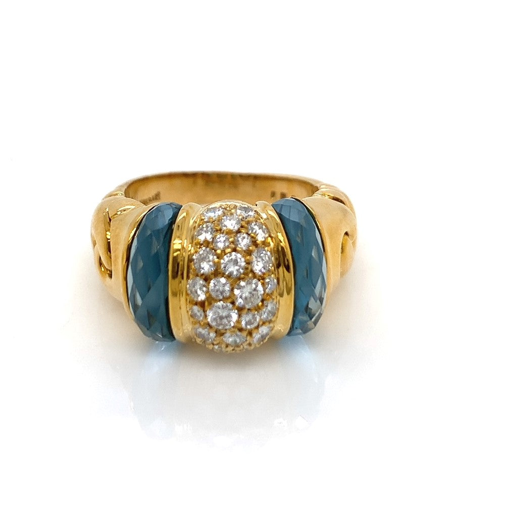 Vintage Bulgari Diamond and Topaz Ring in 18 kt Yellow Gold