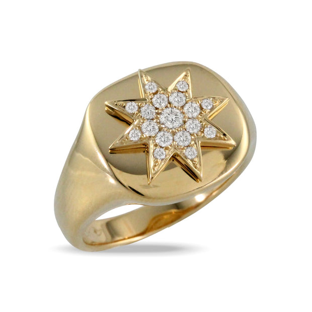 Diamond Starburst Ring in 18 kt Yellow Gold