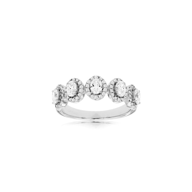 Oval Diamond Halo Band in 14 kt White Gold