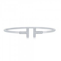 Diamond "T" Bracelet in 18 kt White Gold