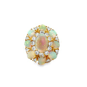 Vintage Opal and Diamond Ring in 18 kt Yellow Gold
