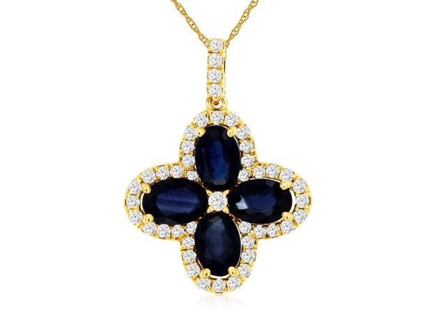 Sapphire and Diamond Pendant in 14 kt Yellow Gold