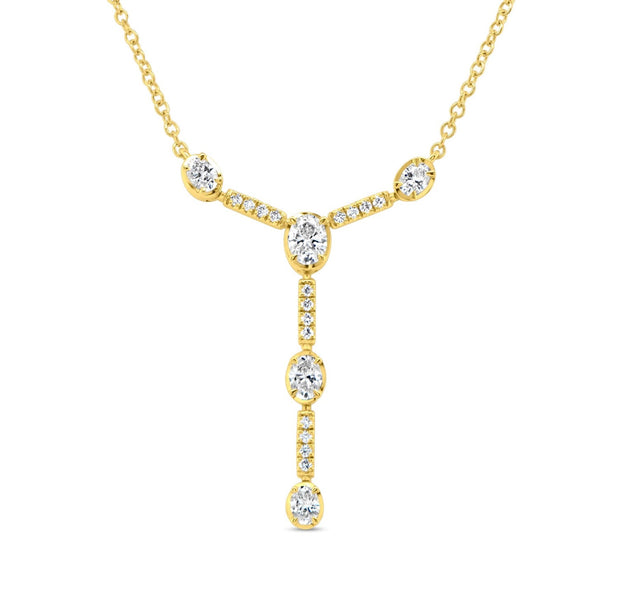 Diamond "Y" Style Necklace in 18 kt Yellow Gold