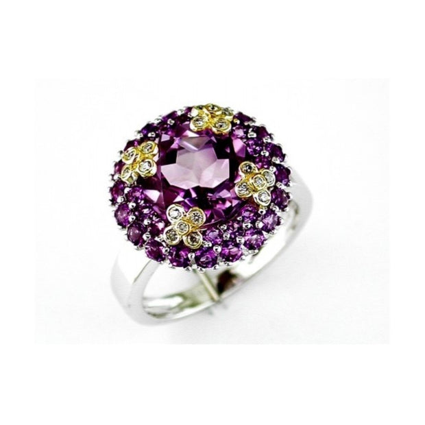 Amethyst and Diamond Ring in 14 kt White Gold