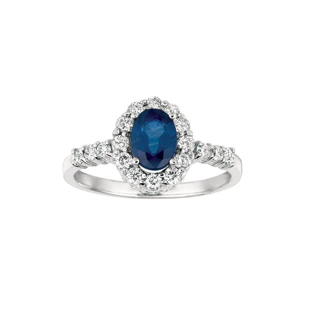 Sapphire and Diamond Ring in 14 kt White Gold