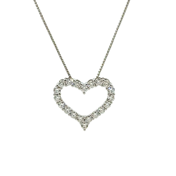 Diamond Heart Pendant in 18 kt White Gold