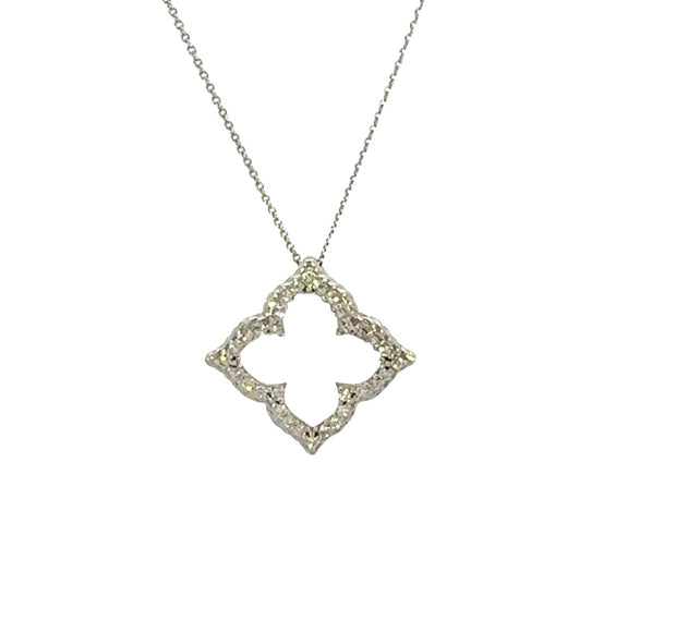 Quatrefoil Style Diamond Pendant in 14 kt White Gold