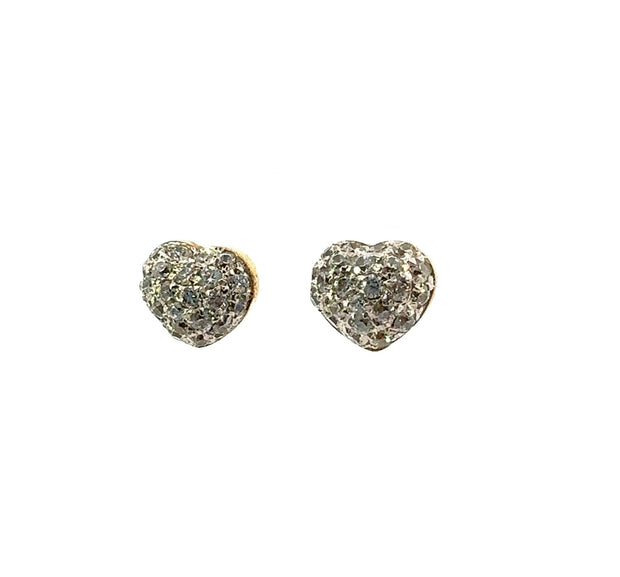 Pave Diamond Heart Earrings in 18 kt Yellow Gold