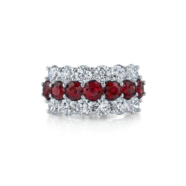 Ruby and Diamond Band in 18 kt White Gold