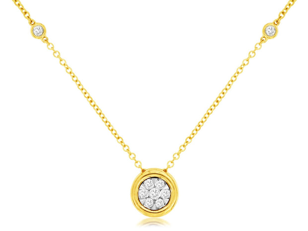Diamond Necklace with Diamond Chain in 14 kt Yellow Gold