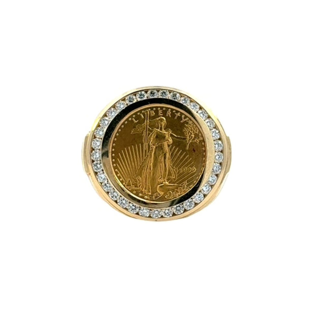 Men's Coin Ring in 14 kt Yellow Gold