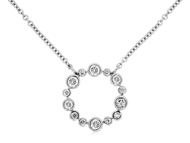 Diamond Circle Pendant in 14 kt white gold