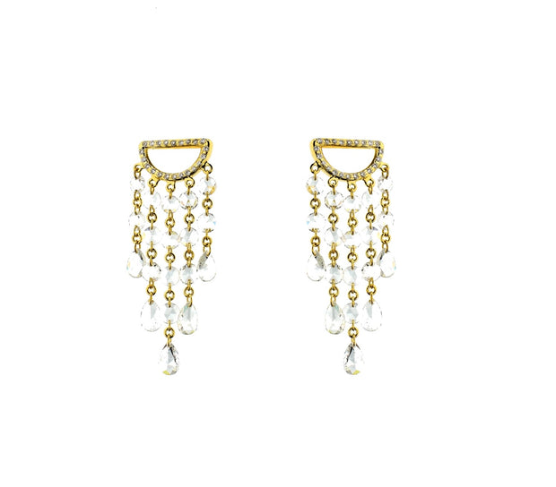 Rose Cut Diamond Drop Earrings in 18 kt Yellow Gold