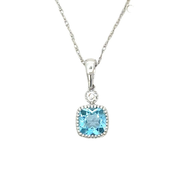 Topaz and Diamond Pendant in 14 kt White Gold