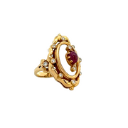 Vintage Diamond, Ruby and Rock Quartz Ring by Lalounis in 18 kt Yellow Gold