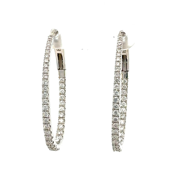 Diamond Hoop Earrings in 18 kt White Gold