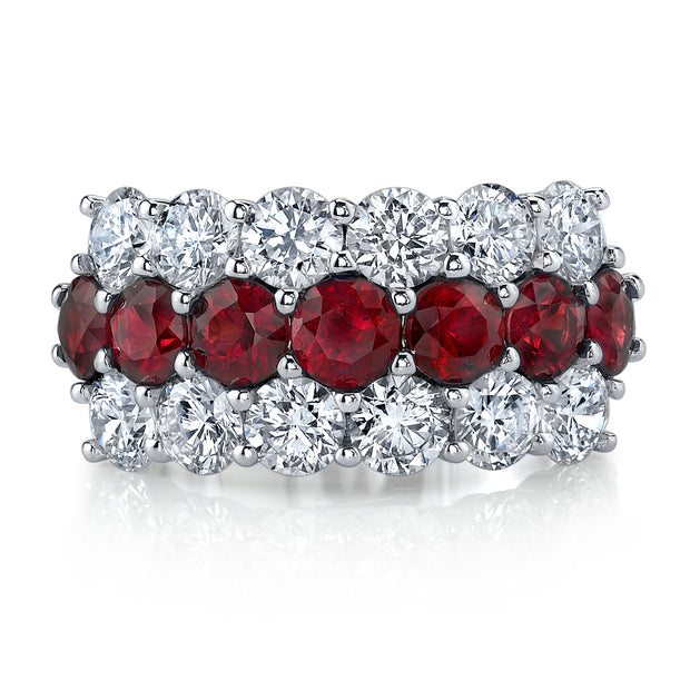Ruby and Diamond Band in 18 kt White Gold