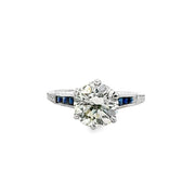 1.64 carat Vintage Diamond and Sapphire Ring in 18 kt White Gold