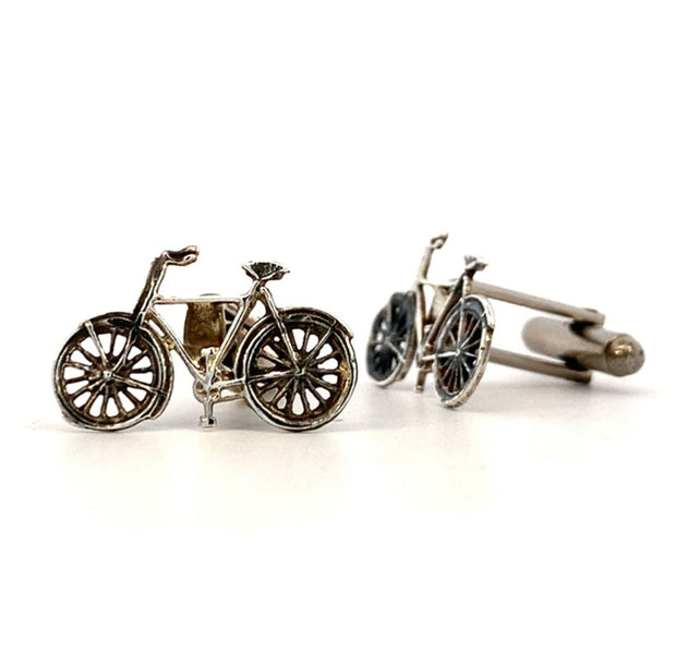 Bicycle Cufflinks in Sterling Silver