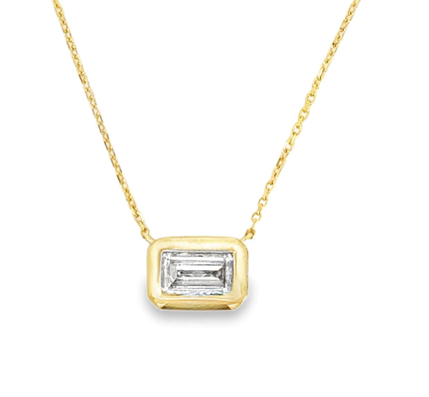 Emerald Cut Diamond Pendant in 14 kt Yellow Gold