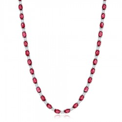 Ruby and Diamond Necklace in 14 kt White Gold