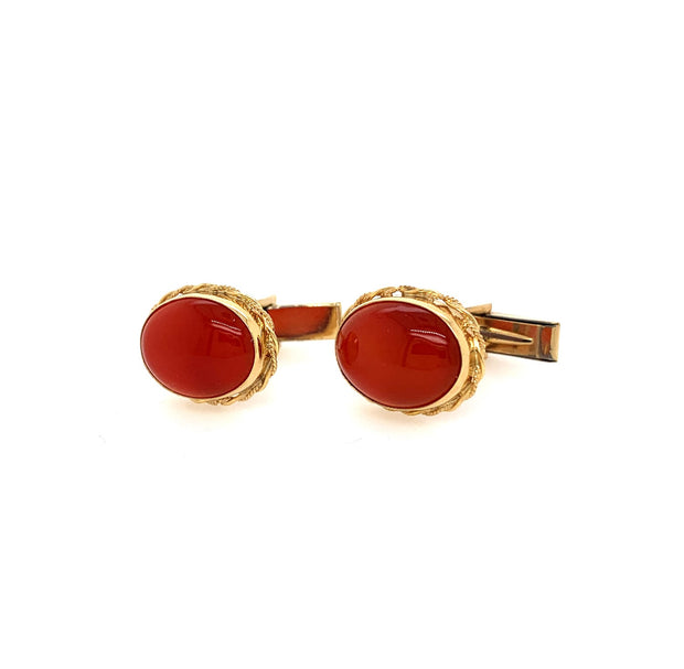 Carnelian Cufflinks in 14 kt Yellow Gold and Gold Filled