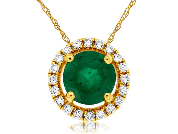 Emerald and Diamond Pendant in 14 kt yellow gold