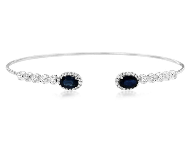 Sapphire and Diamond Bangle in 14 kt White Gold