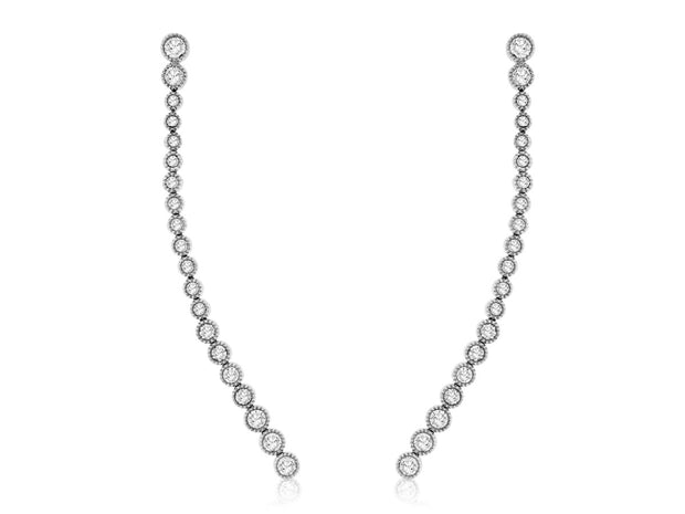 Diamond Drop Earrings in 14 kt white gold
