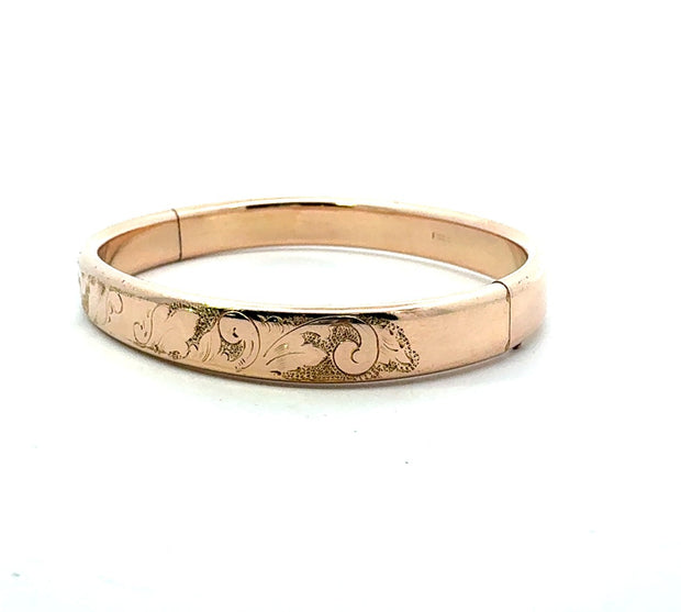 Vintage Gold Filled Bangle Bracelet with Scroll Design