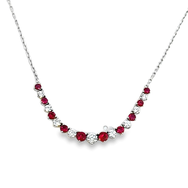Ruby and Diamond Necklace in 18 kt White Gold