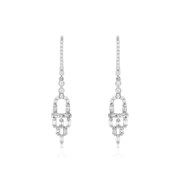 Diamond Drop Earrings in 14 kt White Gold