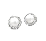 13 mm South Sea Pearl and Diamond Earrings in 18 kt White and Yellow Gold