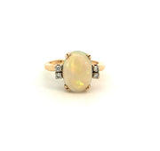 Vintage Opal and Diamond Ring in 14 kt Yellow Gold