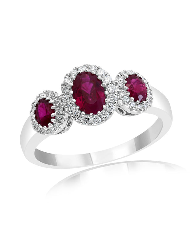 Ruby and Diamond Ring in 14 kt White Gold