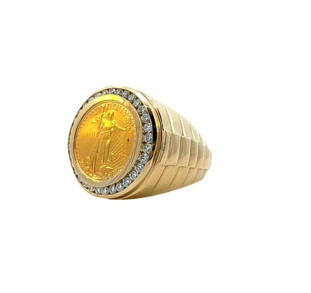 Men's Coin Ring in 14 kt Yellow Gold