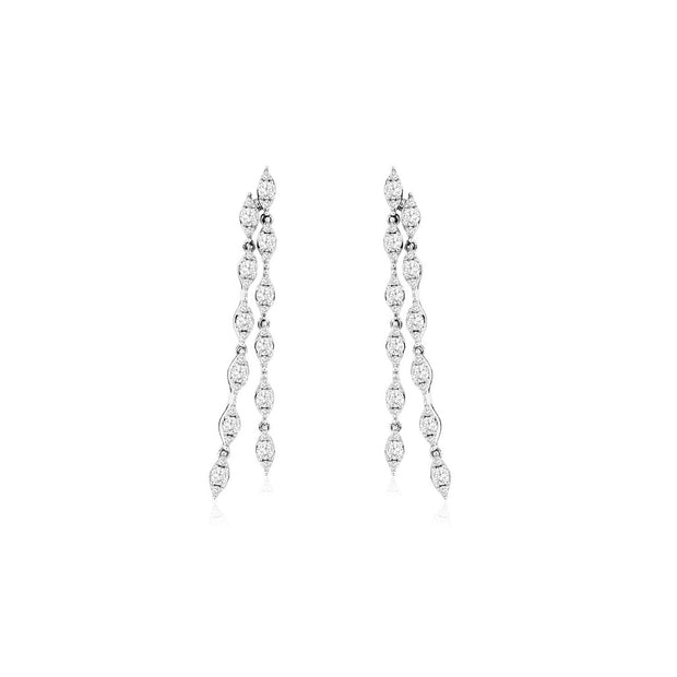 Diamond Drop Earrings in 14 kt White Gold