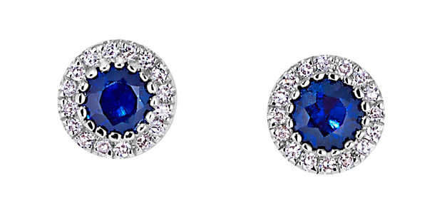 Diamond and Sapphire Earrings in 14 kt white gold