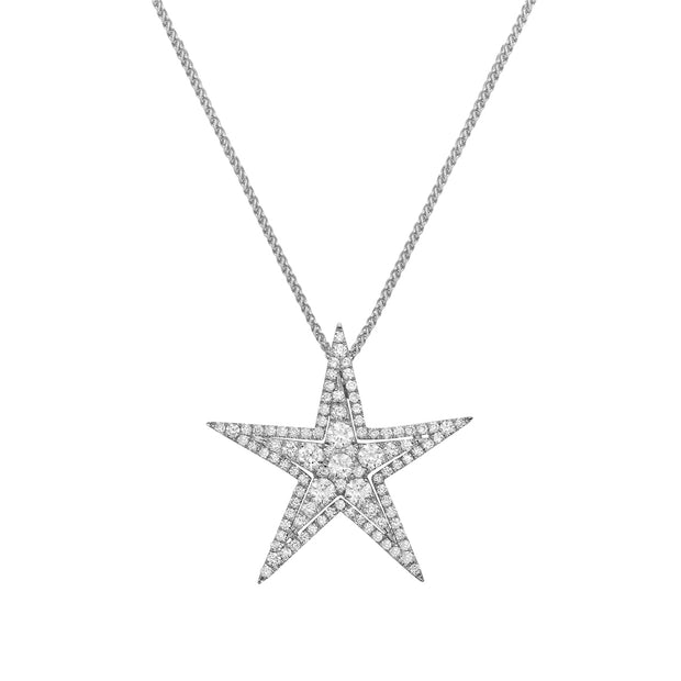 Diamond Star Pendant in 18 kt White Gold