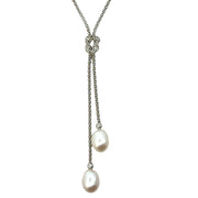 Freshwater Pearl Lariat Necklace in Sterling Silver
